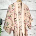 Symphony  Cream & Pink Floral Open Front Kimono Robe Size Small Photo 1