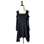 Clara Sun Woo Black Cold Shoulder Long Sleeve Asymmetric Hem Tunic Top XS Photo 2