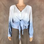 Ultra Pink Dip-Dye Wrap Front Long Sleeve Top NEW 1X Photo 3