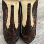 BCBGeneration Brown Gold Red Black Snakeskin Leather 5” Heels Size 10M/40 Photo 6