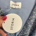 Storia New blue floral cottagecore cropped blouse Medium boho hippie chic Photo 5