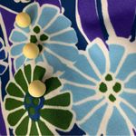 Vintage Floral Mini Dress size small medium Blue Green Puff sleeve 70s Photo 5