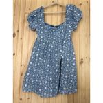 Lulus NWT  Fit to Frolic Blue Eyelet Lace Puff Sleeve Babydoll Dress Mini Sz XXL Photo 1