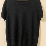 Armani Exchange Womens A/E Textured Black Linen Blend T-Shirt Size Large Photo 0