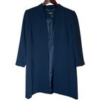 DKNY  Navy Open Front Jacket Long Line Blazer 3/4 Sleeve Women Sz M Career Preppy Photo 1