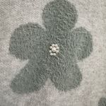 Nanette Lepore Light Sage Green Retro Pearl Fuzzy Floral Sweater XS Photo 2