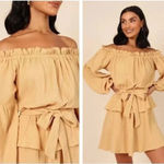 Petal and Pup Women's Beige Callie Off Shoulder Mini Dress Size Large L NWT Photo 1