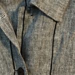 Chicos Design Size 1 US S Linen Button Front Shirt Top Grey Striped TINY FLAW Gray Photo 4