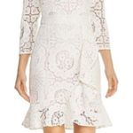 Shoshanna  Womens Abella White Ivory Floral Lace Ruffled Cocktail Party Dress 6 Photo 2