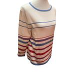Pendleton Long Sleeve Striped Red White & Blue Scoop Neck Silk Blend Vintage Swe Photo 2
