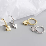 Boutique Heart Huggie Hoop Earrings | Yellow‎ Gold Plated Sterling Silver Photo 6