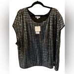 Calvin Klein Women's 3XL Black & Silver Sequin Party Blouse Photo 12