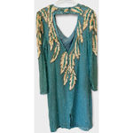 Lillie Rubin Sequin Leaf Design Evening Vintage Dress (L) Blue Size L Photo 2