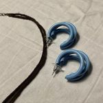 Vintage Necklace Western Crystals Art Deco Blue Pendant Glass Bead 23 Inches Photo 2