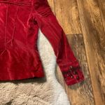 Free People  Maven Pintuck Military Velvet Jacket Size Small Burgundy Red Studded Photo 8