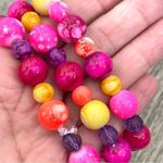 Pink, orange, yellow and purple colorful beaded necklace Photo 6