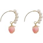 Pink Strawberry Pearl Drop Earrings Kawaii Arc Hook‎ Design Cute Gift NEW Photo 2