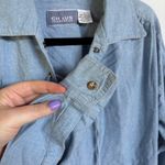 American Vintage Vtg Chambray Pirate Ren Faire Lace Up Top Blue Lightweight Cotton Blouse Small Photo 4