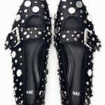 ZARA NWOT  mirrored dot studded pointy toe ballet flat buckle Mary Jane black Photo 0