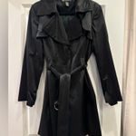 INC International Concepts Macys Satiny Dressy Trenchcoat Evening Jacket Coat Black Size L Photo 1