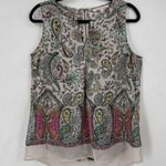 Daniel Rainn  Women Sleeveless Paisley Floral Colorful Chiffon Blouse Medium Whit Photo 13