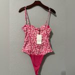 ZARA ‎ New Pink/White Printed Corset Sweetheart Neckline Corset Bodysuit Size S Photo 10