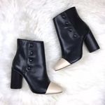 ZARA  Black Ankle Boots  W/Cream Capped  Toe Photo 2