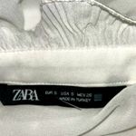 ZARA WHITE Semi-sheer long sleeve, unique collar Front button Elegant women’s S Photo 6
