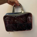 Dark Blue Travel/Cosmetic Bag with Gold Star Print, Gold Handles & Trim Gray Photo 1