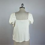 Madewell  Jacquard Square-Neck Puff-Sleeve Top in Antique Cream Photo 6