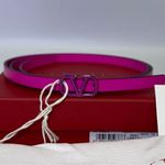 Valentino Garavani V Logo Skinny Belt Fuchsia Purple Leather Size 90 New Photo 1
