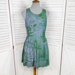 Gap Tropical Print Chambray Pleat Skirt Mini Sundress Dress Blue Green 4 Petite Photo 1