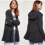 Free People Gray Trapeze Tiered Full Zip Hoodie Sweatshirt XS Photo 1