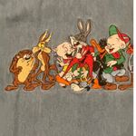 Vintage Looney Tunes denim shirt red Pocket tab no size tag fits XL W XL/XXL Blue Photo 13