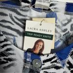 Laura Ashley  Trip Ready Knit Cardigan Large White Blue Black Button Front NWT Photo 2