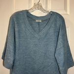 Cherish  Blue Fuzzy Knit V Neck Short Sleeve Sweater Top size Small Photo 7