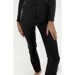 Pretty Little Thing Black Croc Print Coated Denim Straight Leg Jeans Size 2 Photo 1