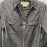 Michael Kors  Women's Black Blouse Full Zip Long Sleeve Collar Dress Shirt Top P Photo 2