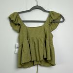 American Eagle | Green Lettuce Hem Crop Top sz Small Photo 4