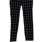 ZARA  Plaid Flat Front Elastic Waist Slim Cropped Pants Pockets XS Black White Photo 3