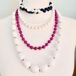 Vintage Lot Beaded Blue Purple White Necklaces Retro Photo 0