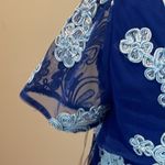 JS Collections Modele Blue On Blue Lace Appliqué Embroidered Dress, Size 2, Nwt Photo 5