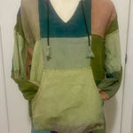 Colorful Patchwork Boho Hoodie Green Size M Photo 0