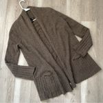 AQUA Cashmere Cardigan open front long womens Brown medium classic contemporary Photo 0
