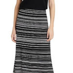 Dress Barn Roz & Ali Maxi Skirt A Line Black Cream Stripes Women's Size Small Photo 0
