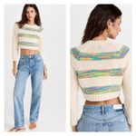 RE/DONE NWT  Baby Stripe Crewneck Cropped Sweater S Cream Photo 8