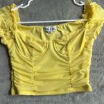 Tic Toc  Yellow Ruched Women's Top Small Photo 0