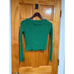Charlotte Russe Vintage  Babydoll Green Cable Knit Cropped Sweater Size S Photo 2