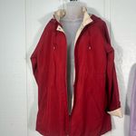 kim rogers  Red and Tan Hooded Lightweight Rain Jacket Size Large EUC Photo 1