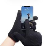 Black Thick Plush Fleece Lined Double Layer Gloves Photo 3